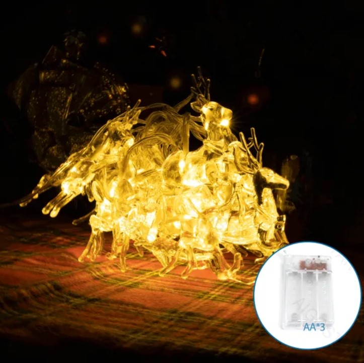 Batteriebetriebene LED Rentier-Lichterkette mit transparenten IP20 0,3x1,5m
