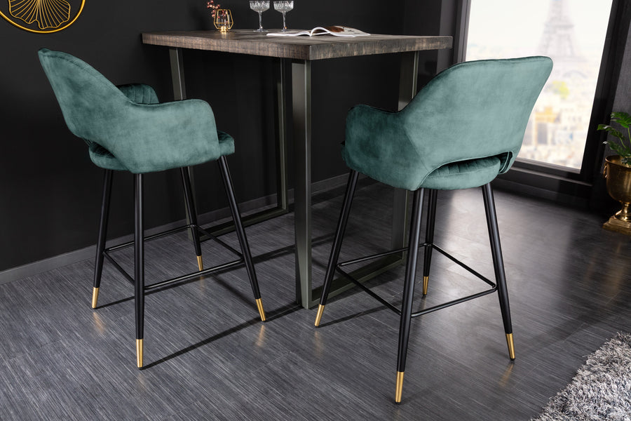 Barhocker PARIS Samt Metall Petrol mit Ziersteppung 60x51x104,5cm Barhocker PARIS Samt Metall Petrol mit Ziersteppung 60x51x104,5cm