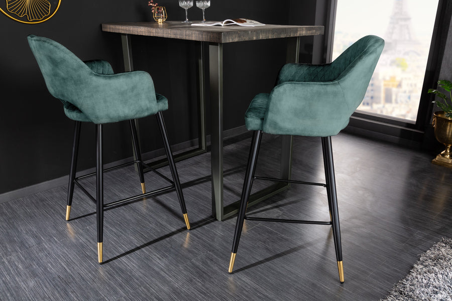Barhocker PARIS Samt Metall Petrol mit Ziersteppung 60x51x104,5cm Barhocker PARIS Samt Metall Petrol mit Ziersteppung 60x51x104,5cm