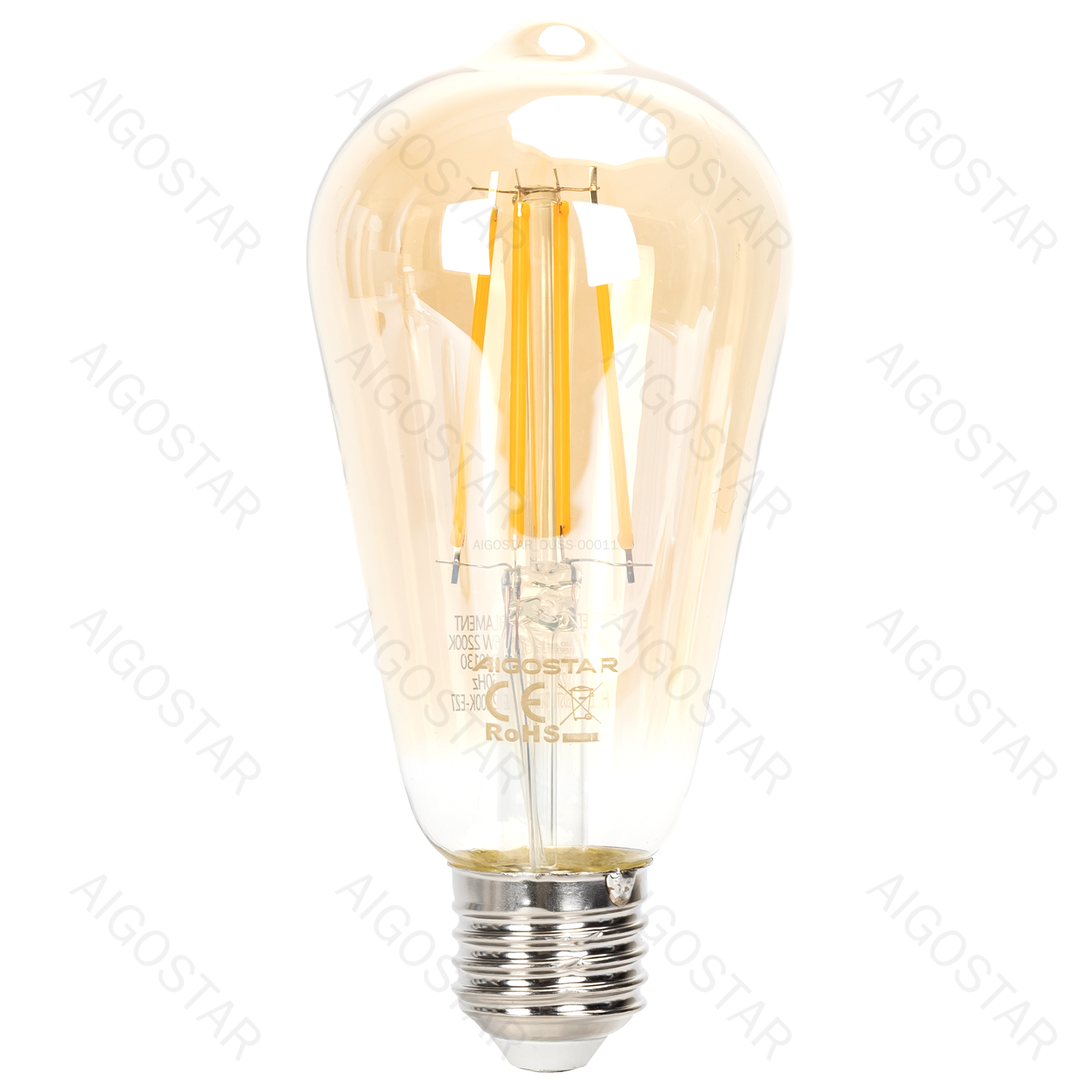 LED Filament Leuchtmittel Edison ST64 E27 6W 600lm 2200K Warmweiß dimmbar 6,4x6,4x14,2cm