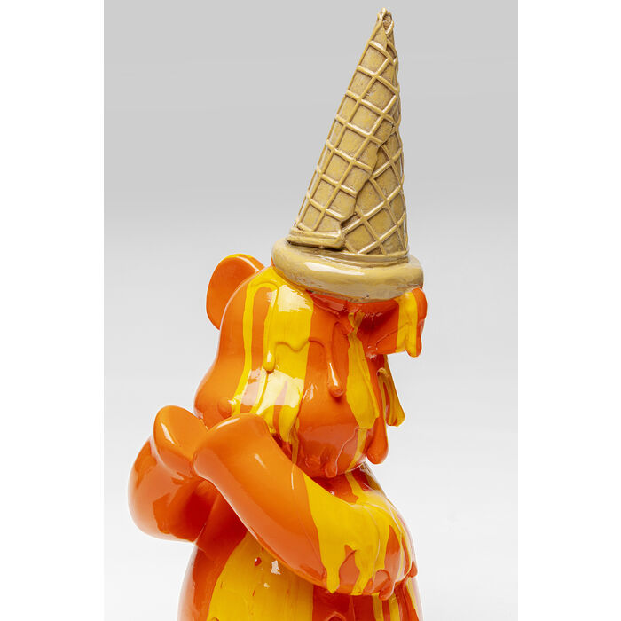 Dekofigur SITTING GELATO BEAR Orange handbemalt Unikat 37x18x16,5cm