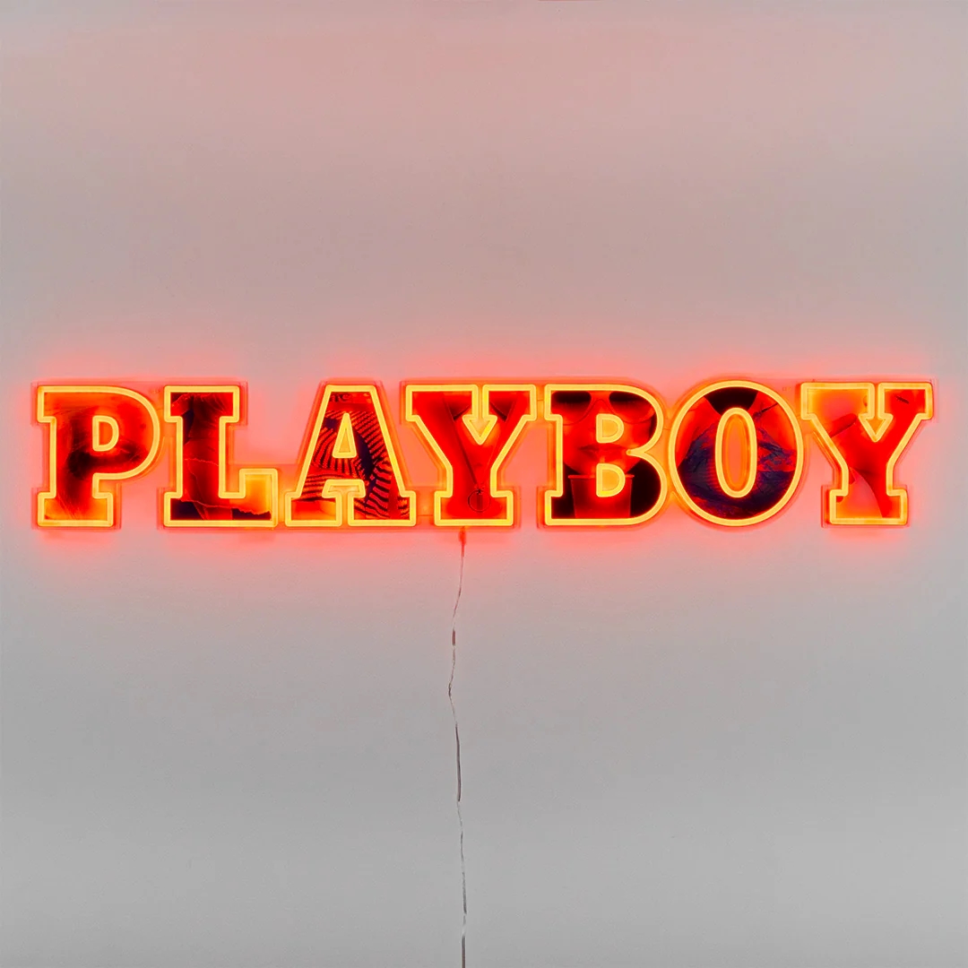 2OqPHqWHxrb60M Neon Sign PLAYBOY meets Locomocean Acryl Orange 12V dimmbar handgemacht 115x1,9x19,5cm
