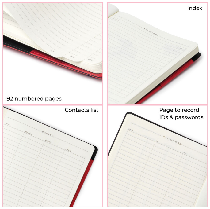 84bJx3LRWklLQo Liniertes Notizbuch - Medium - My Notebook 13x21cm 192 nummerierte Seiten Grey Diamond
