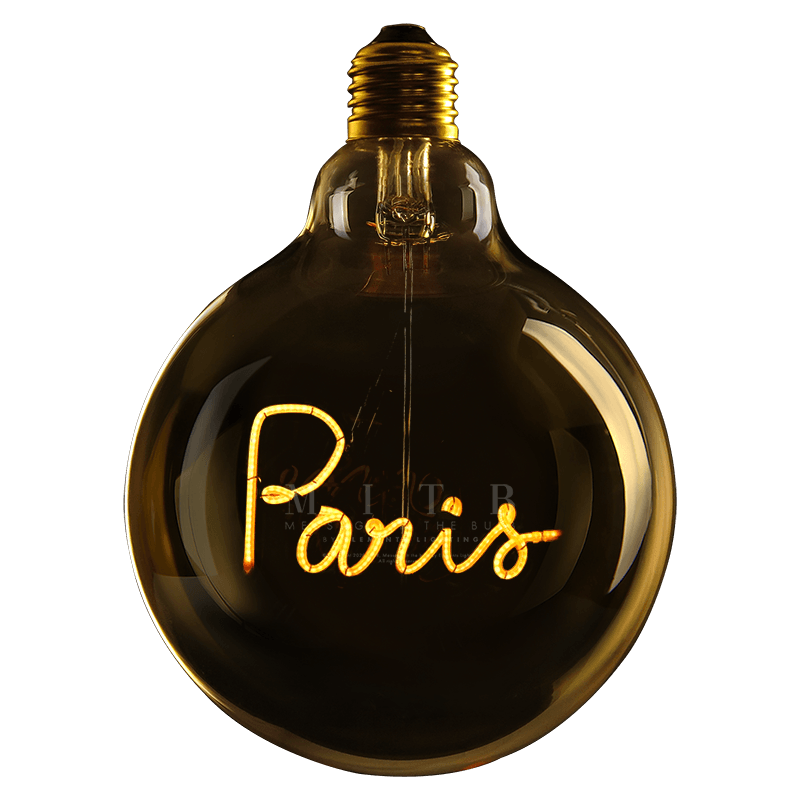 LED Globebirne mit Schriftzug PARIS G125 E27 2,5W 2200K 67lm 12,5x12,5x17,2cm LED Globebirne mit Schriftzug PARIS G125 E27 2,5W 2200K 67lm 12,5x12,5x17,2cm