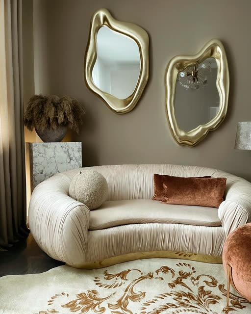 0-5 2-Sitzer-Sofa PERUGIA Samtoptik Edelstahl Creme Gold 195x119x56cm
