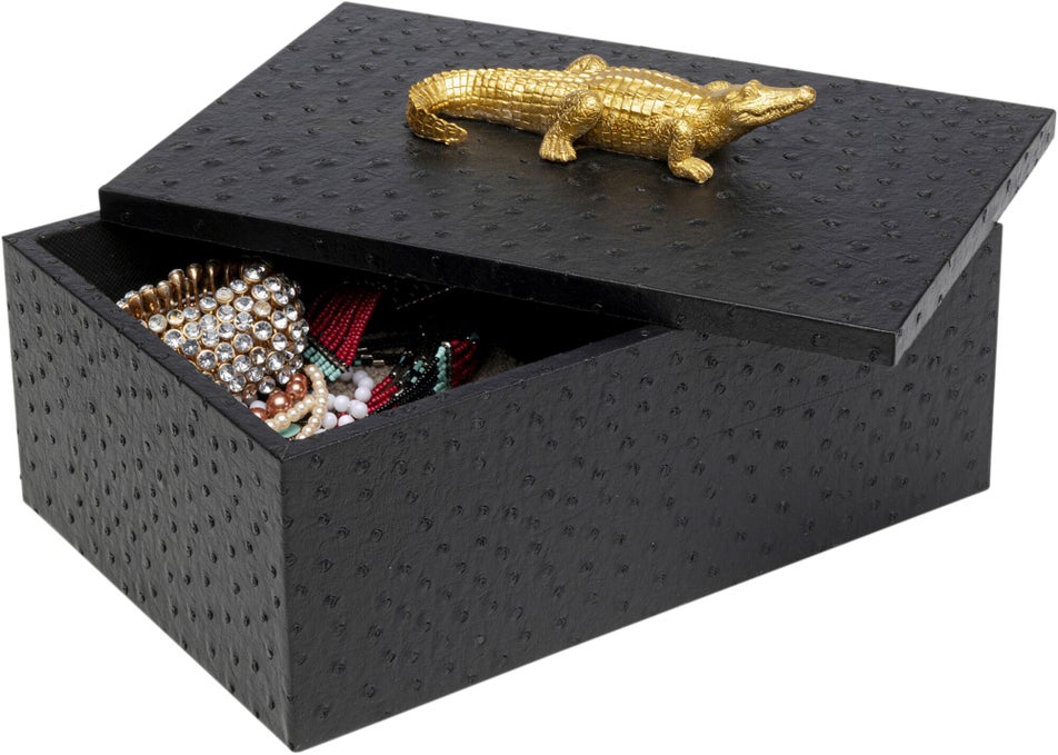 2er-Set Boxen CROCODILE Schwarz 20x30x15,5cm