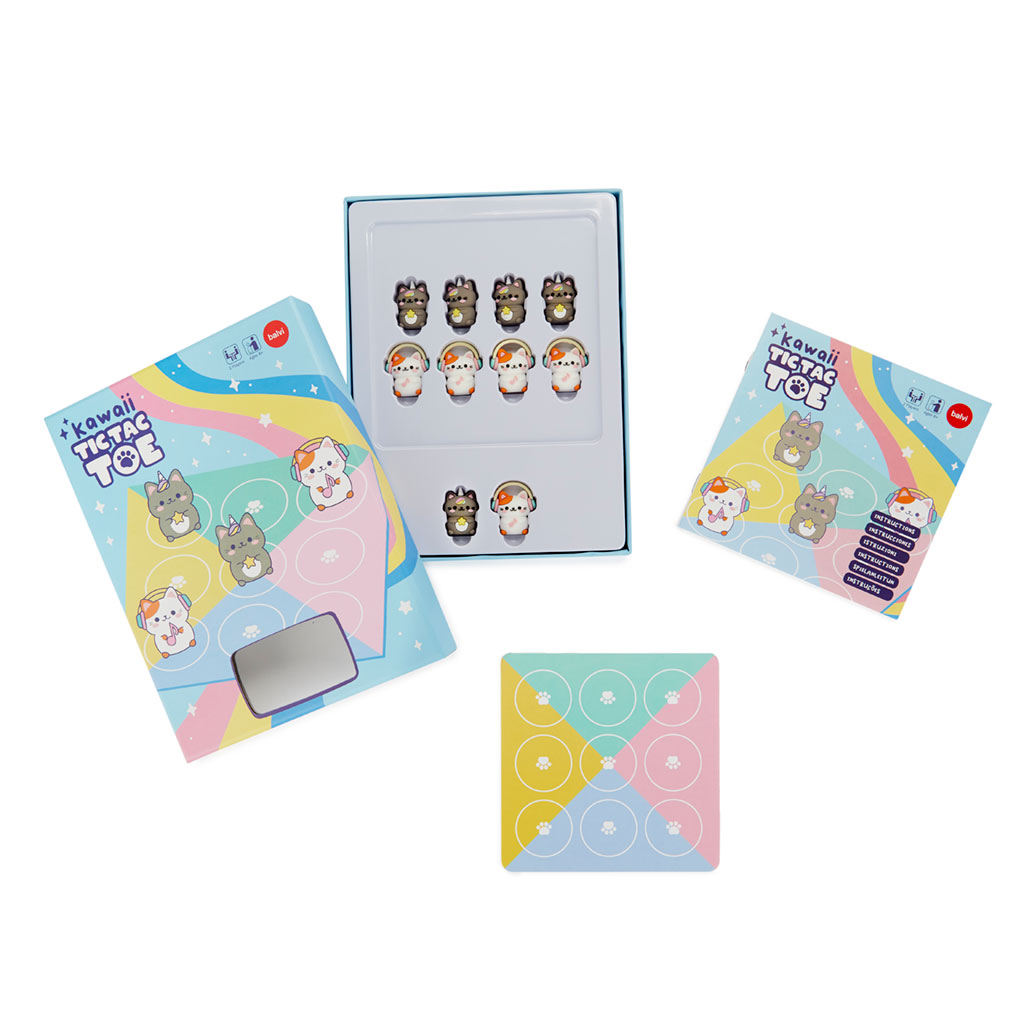 Brettspiel KAWAII TIC TAC TOE 3-Gewinnt 11-teilig 16x21x3cm
