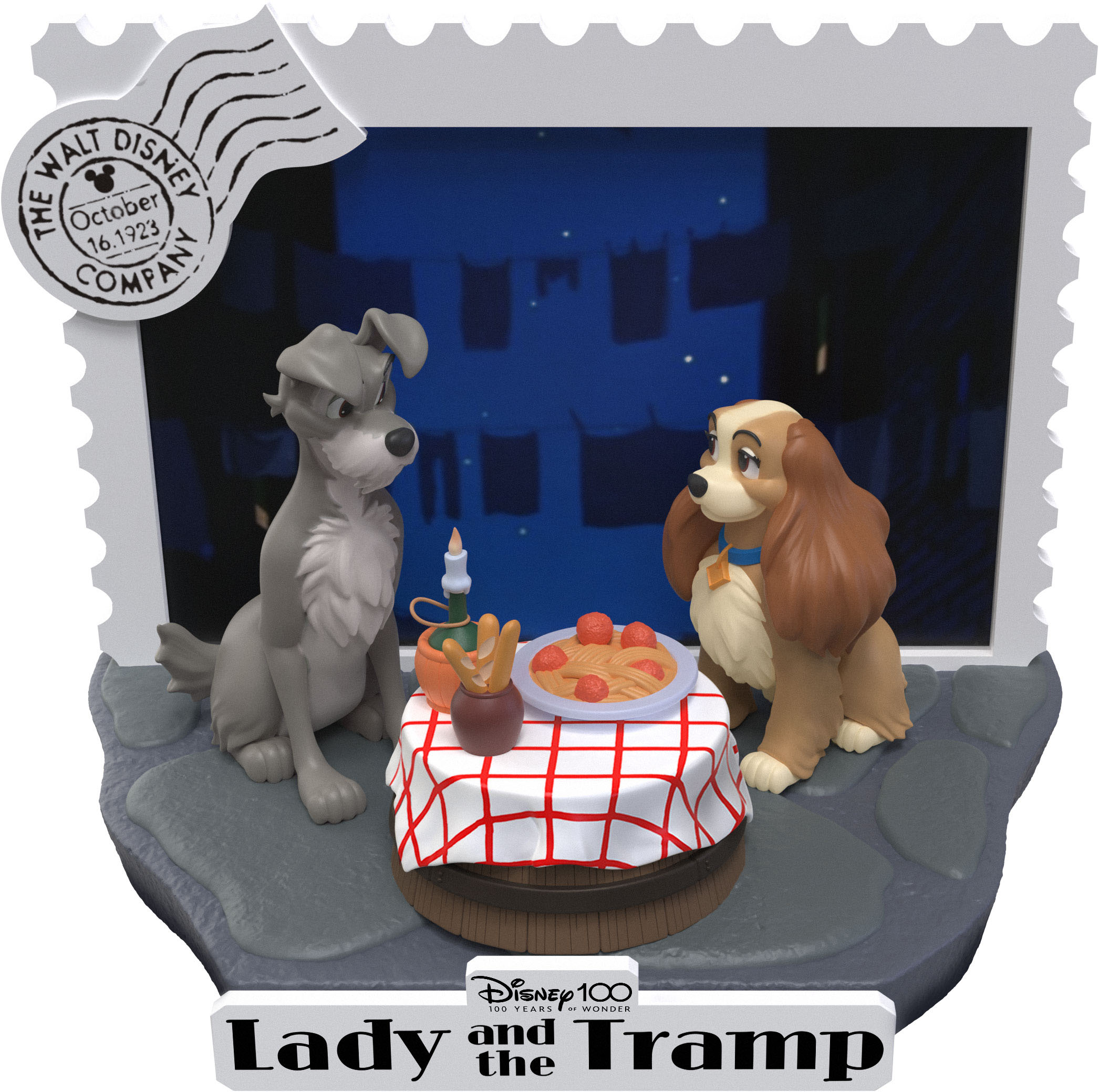 47ZrBU3wNsalU7 Disney 100 Years of Wonder D-Stage Diorama "Lady And The Tramp - Susi & Strolch" 11,8cm