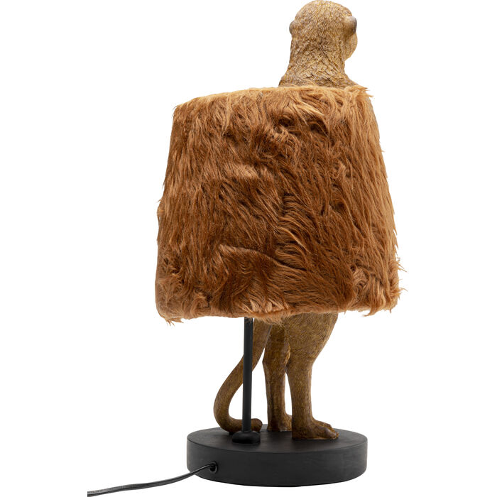 Tischleuchte ANIMAL MEERKAT FUR Polyresin Stahl Braun E27 25,5x24,5x51cm