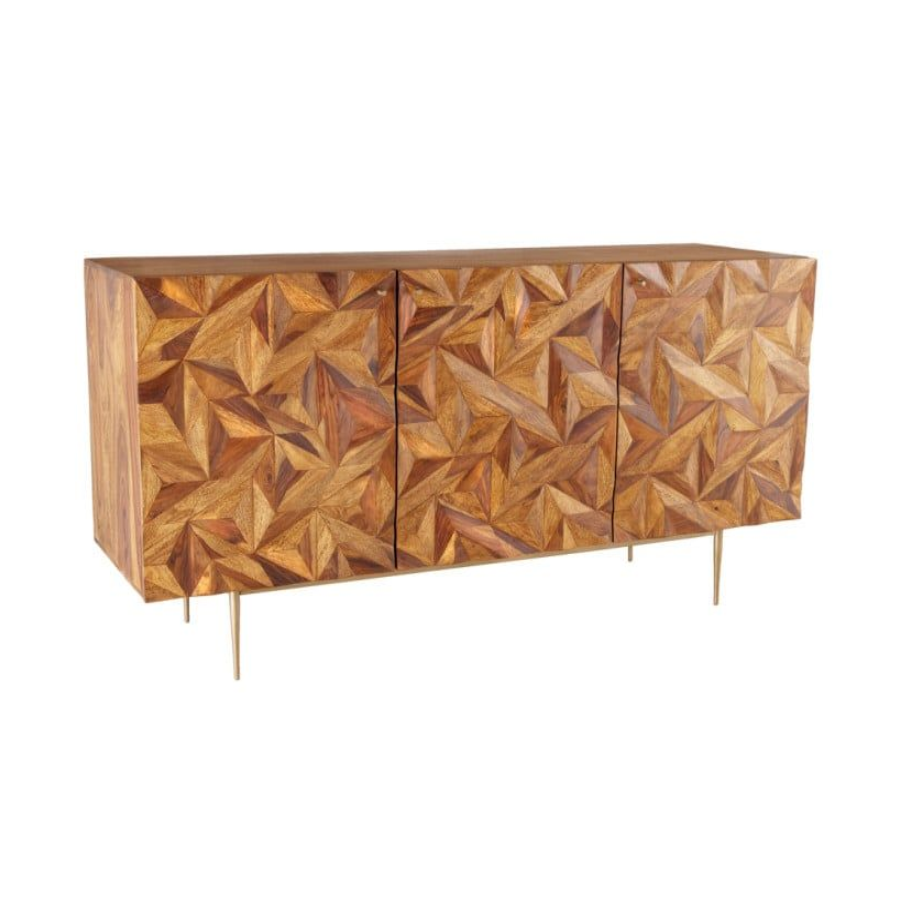 Sideboard ALPINE Sheeshamholz Metall Matt-Gold handgearbeitet Unikat 145x43x73cm Sideboard ALPINE Sheeshamholz Metall Matt-Gold handgearbeitet Unikat 145x43x73cm
