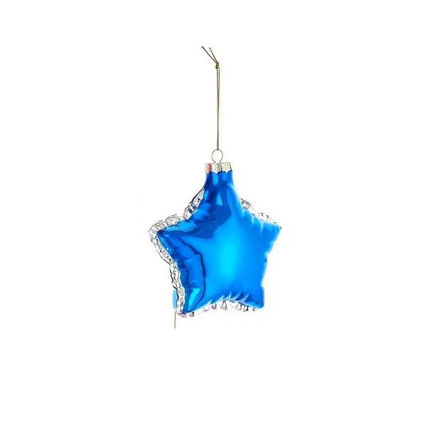 Weihnachtshänger BALLONS STERN BLAU Glas 2x12x12cm