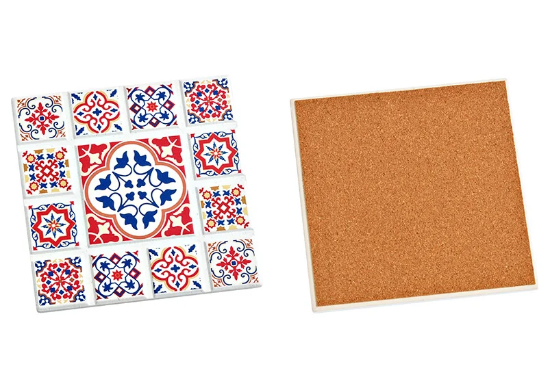 Untersetzer DEKOR B Keramik Kork Mehrfarbig 16x16x0,2cm