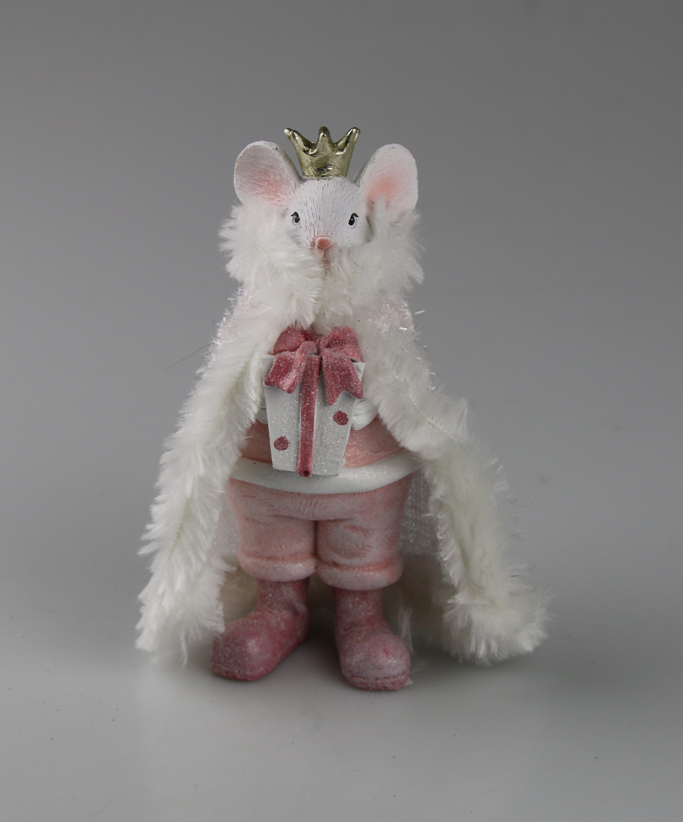 Dekofigur MÄUSEKÖNIG Polyresin Rosa 5.5x5x14cm