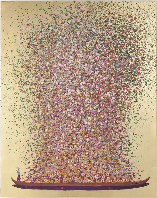 92d4854c825638c71d8ca4e3ab5546f03d80a24e Bild Touched Flower Boat Gold Pink 120x160cm