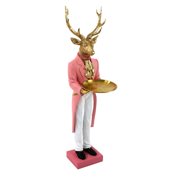 Figur HIRSCH mit Tablett mehrfarbig 34x19,5x99 cm