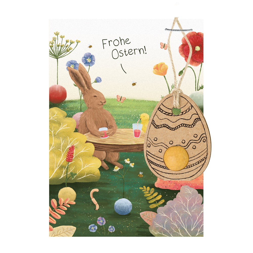 Anhänger Ei FROHE OSTERN mit 1 Samenbombe