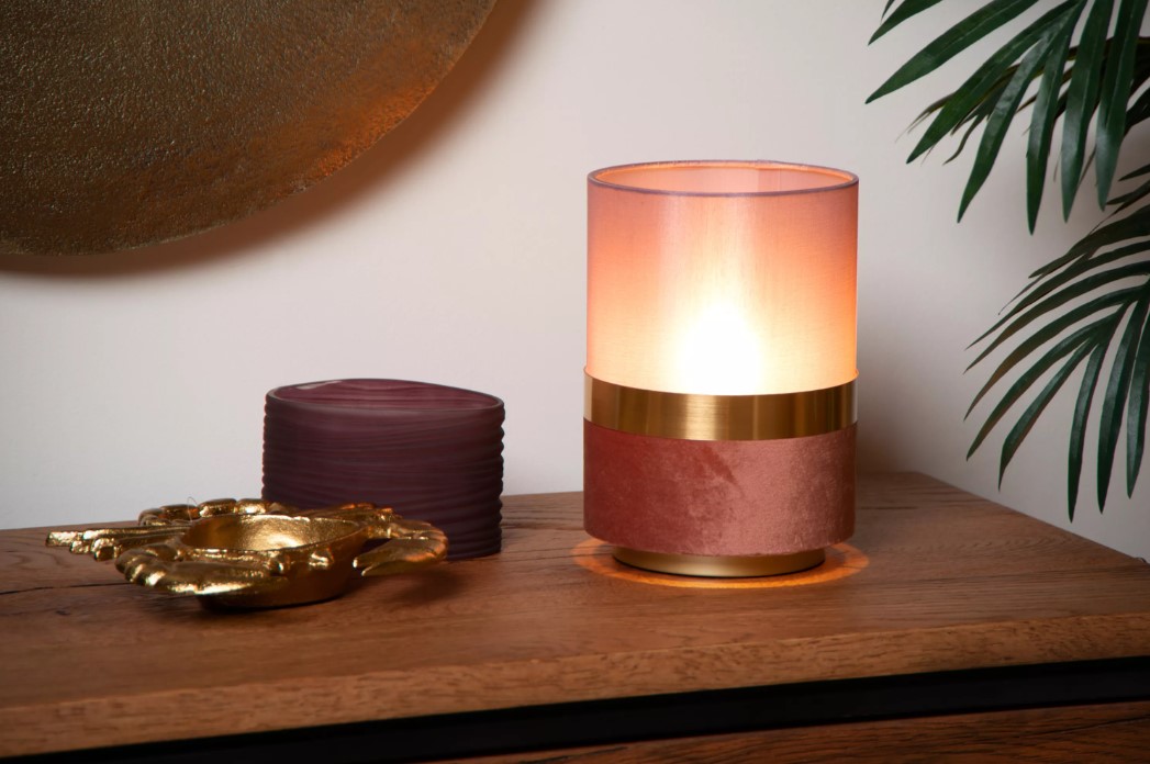 Tischleuchte EXTRAVAGANZA TUSSE Leinen Metall E14 15x15x22cm