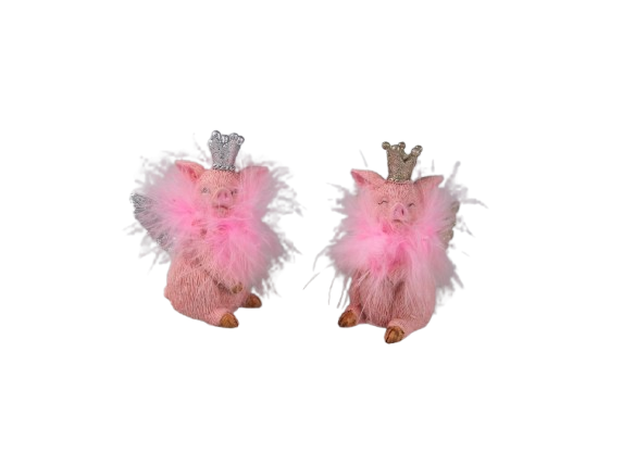 Dekofigur MISS PIGGY Rosa Silber 6,5x7x12cm