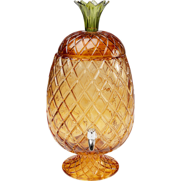 IMG_0372 Getränkespender Pineapple Amber Set (2/tlg) handgearbeitet mundgeblasen Unikat 11L Füllmenge