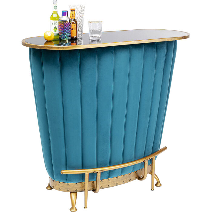 KARE-83901-master-b-700x700 Bar Hausbar AFTER WORK Glas Edelstahl Eukalyptus Petrol Gold 48x120x106cm