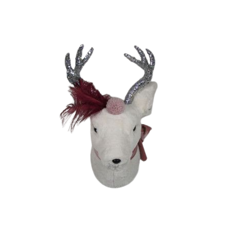 Wandfigur HIRSCHKOPF Polyfoam Rosa 25x22x40cm