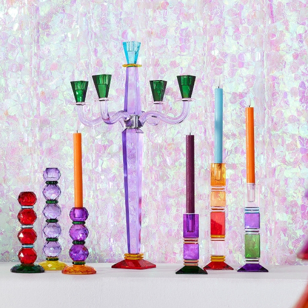 Kerzenleuchter FANCY CRYSTAL 5 Flammig Glas 10x10x60 cm