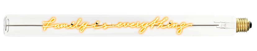 LED Tube mit Schriftzug FAMILY IS EVERYTHING Glas Gelb E27 2,5W 2200K 67lm 45x4x4cm  LED Tube mit Schriftzug FAMILY IS EVERYTHING Glas Gelb E27 2,5W 2200K 67lm 45x4x4cm