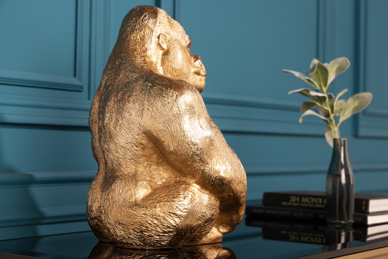 Dekofigur GORILLA KONG Gold 27x43x23cm