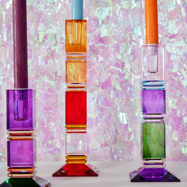 Kerzenleuchter FANCY CRYSTAL I Glas 10x10x25 cm