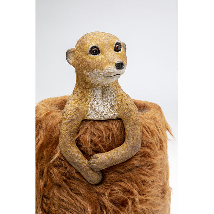 Tischleuchte ANIMAL MEERKAT FUR Polyresin Stahl Braun E27 25,5x24,5x51cm