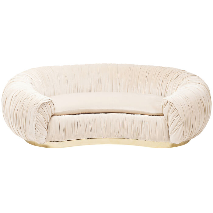 1fhKAFcWLKCRp5 2-Sitzer-Sofa PERUGIA Samtoptik Edelstahl Creme Gold 195x119x56cm