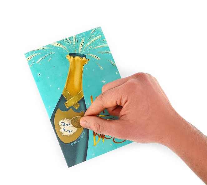4ByA7LryZ6qcWv Rubbel-Glückwunschkarte - HAPPY BIRTHDAY BOTTLE inkl. Umschlag