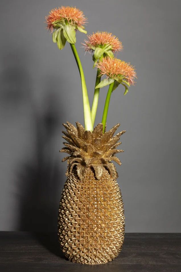 8pnRGOOChB3IOj Deko Vase Pineapple Polyresin Gold handgefertigt 49,5x24,5x24,5cm