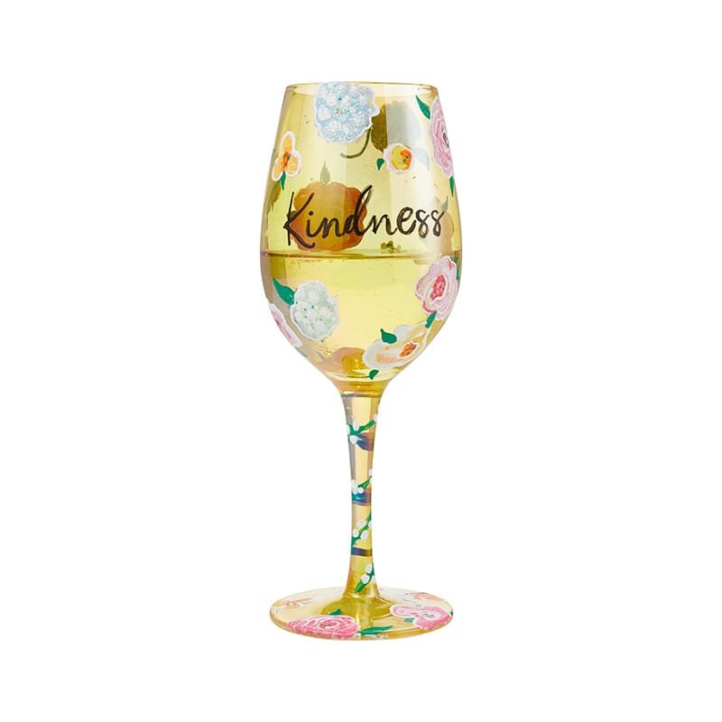 Weinglas KINDNESS by Lolita handbemalt Unikat 444ml 8,5x8,5x22,5cm