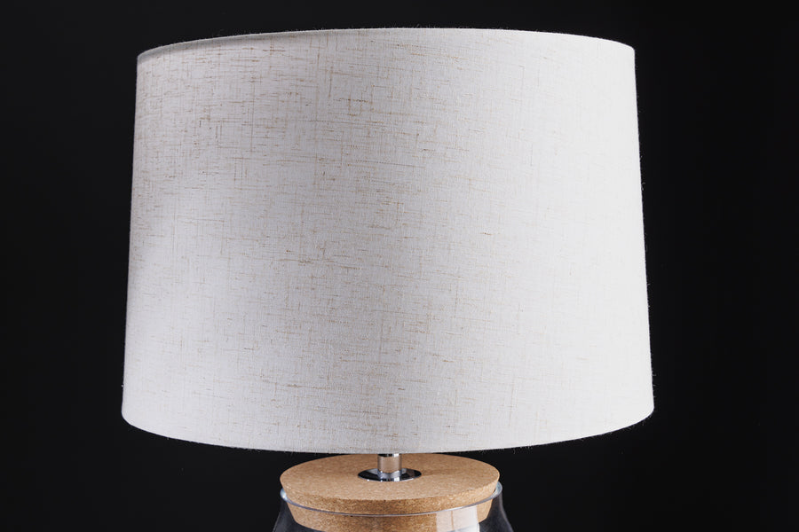 Befüllbare Tischlampe CLASSICO Glas Leinenschirm E27 40x40x58cm Befüllbare Tischlampe CLASSICO Glas Leinenschirm E27 40x40x58cm