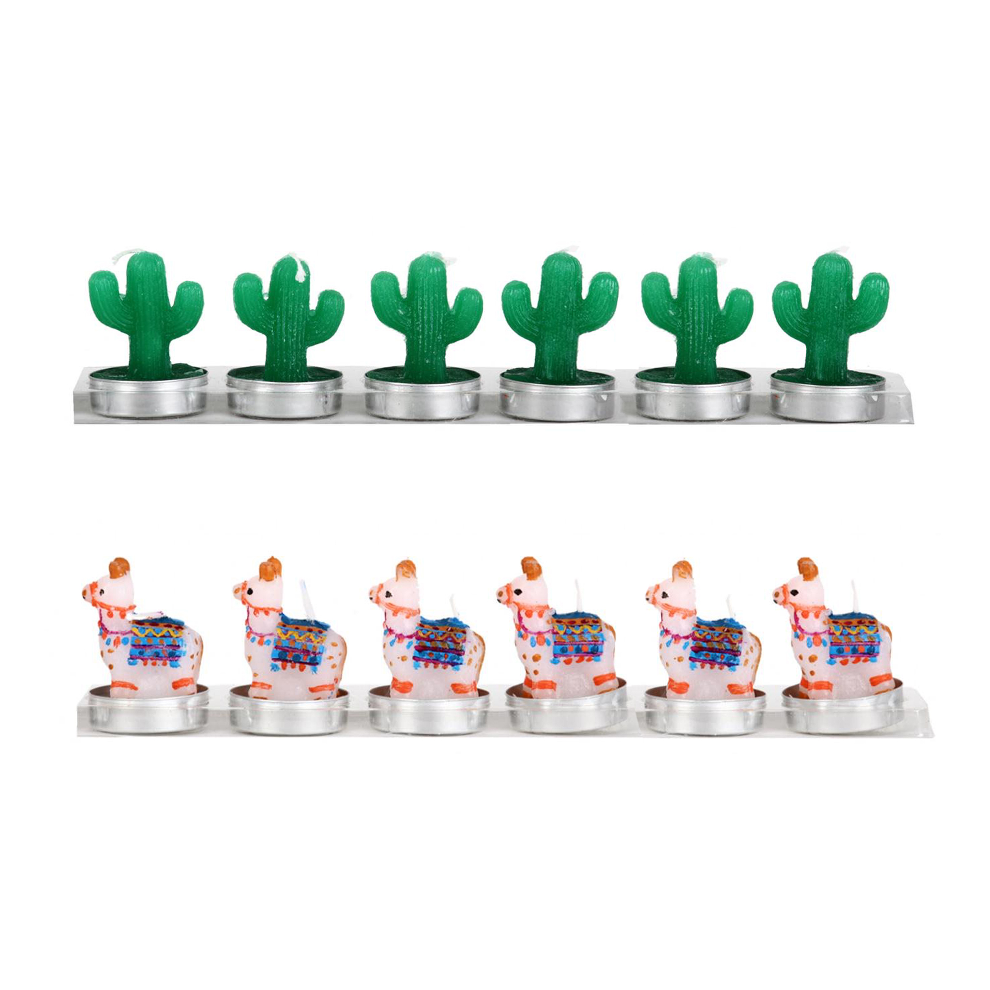 121222-l Kerzenset KAKTUS & LAMA Wachs 4x4x6cmcm