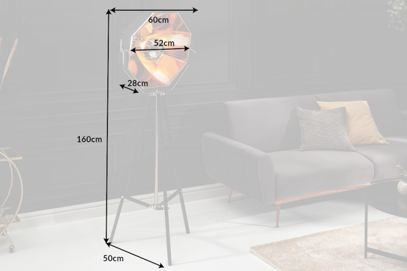 file0040171 Stehleuchte STUDIO Metall E27 Schwarz-Gold 60x160x50cm