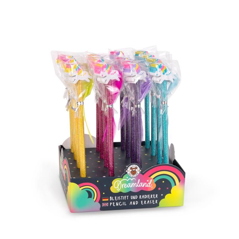2nVwz5uR6EHDlk DREAMLAND Bleistift & Einhorn-Radiertopper mit Federschweif