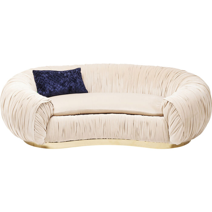 7X1oYHJHJSf4zq 2-Sitzer-Sofa PERUGIA Samtoptik Edelstahl Creme Gold 195x119x56cm