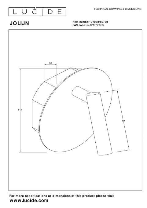 Magnetische Akku-Wandleuchte JOLIJN Metall 2W 145lm 3000K Warmweiß 10,2x10,2x9cm