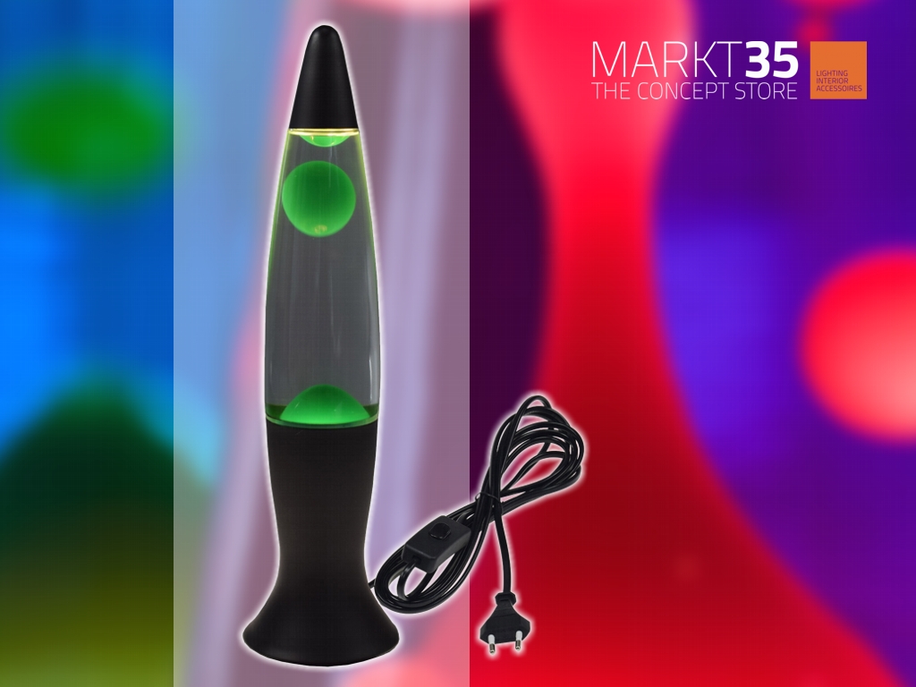 lavala_black_green Retro-Lavalampe CTL-BLEEN Aluminium Schwarz Grün 40cm