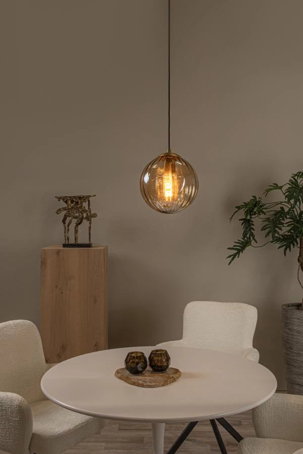 Pendelleuchte MONSARAZ Glas Amber E27 dimmbar 25x25x161cm