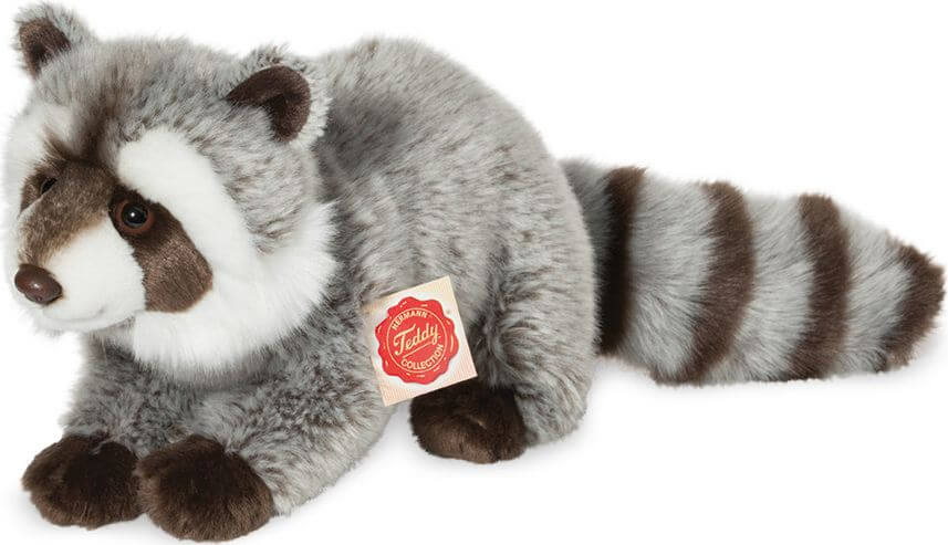 Waschbär Kuscheltier braun-grau handgefertigt 29x14x18cm