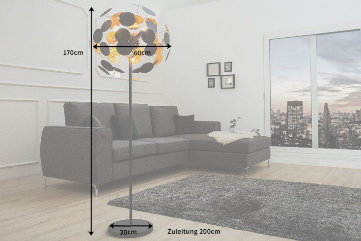 Stehleuchte INFINITY Metall E14 Schwarz 30x60x170cm