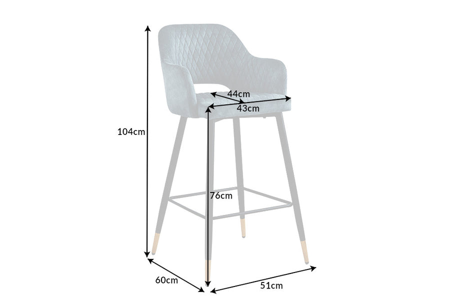 Barhocker PARIS Samt Metall Petrol mit Ziersteppung 60x51x104,5cm Barhocker PARIS Samt Metall Petrol mit Ziersteppung 60x51x104,5cm