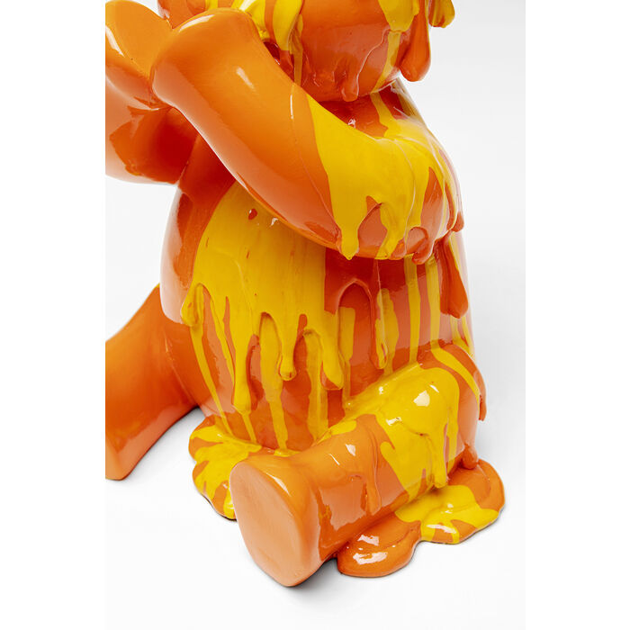 Dekofigur SITTING GELATO BEAR Orange handbemalt Unikat 37x18x16,5cm