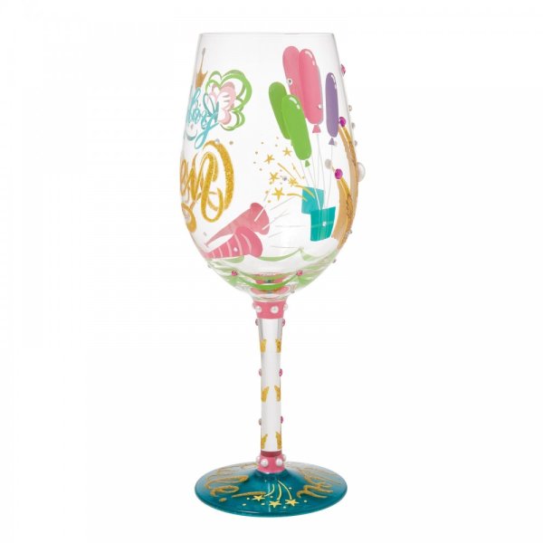 Weinglas BIRTHDAY QUEEN by Lolita handbemalt Unikat 444ml  8,5x8,5x22,5cm