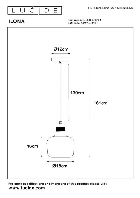 905eJHJV7WJiL6 Pendelleuchte ILONA Glas 1xE27 dimmbar