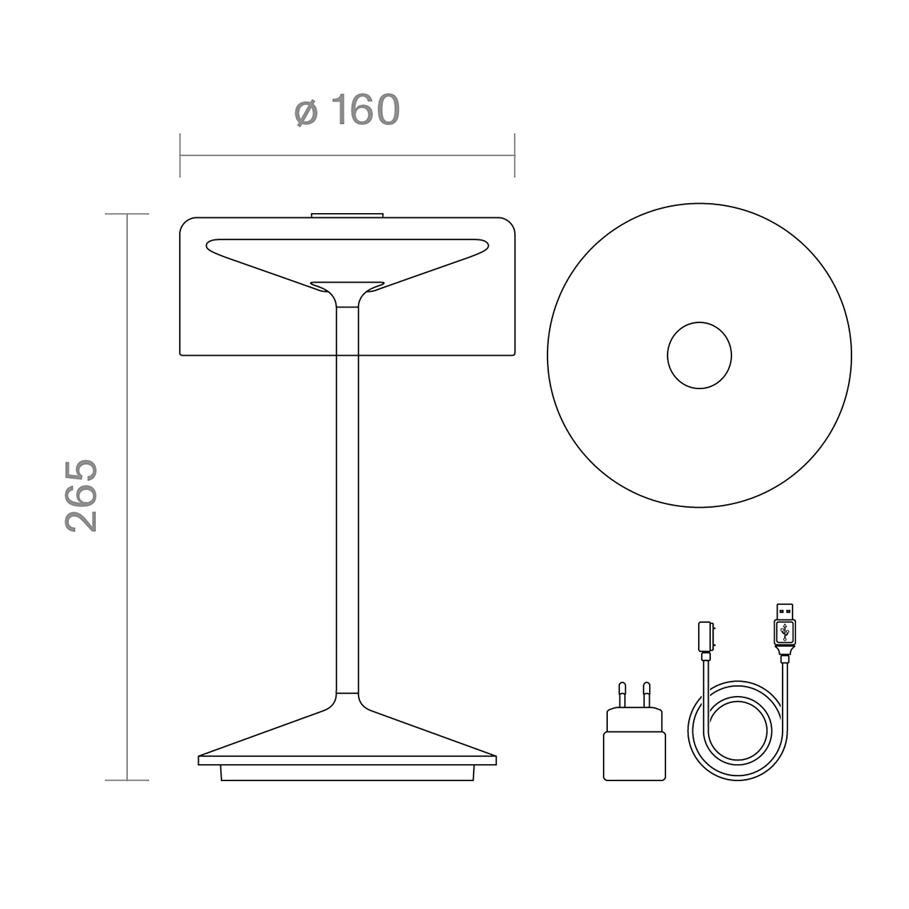 LED Akku-Tischleuchte NUMOTION Glas Bronze 2200K/2700K IP54 171lm 16x16x26,5cm