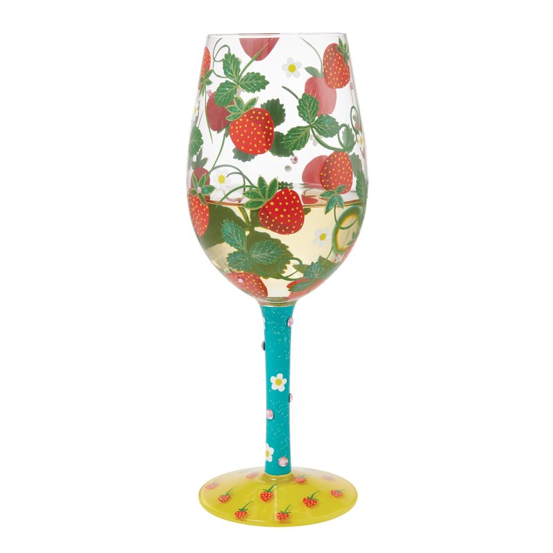 Weinglas STRAWBERRY PATCH by Lolita handbemalt Unikat 444ml 10x10x12,5cm Weinglas STRAWBERRY PATCH by Lolita handbemalt Unikat 444ml 10x10x12,5cm